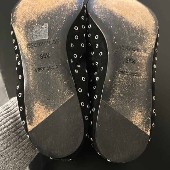 See by Chloe studded grommet ballet flats shoes 35.5 5.5 eyelet - Picture 6 of 8